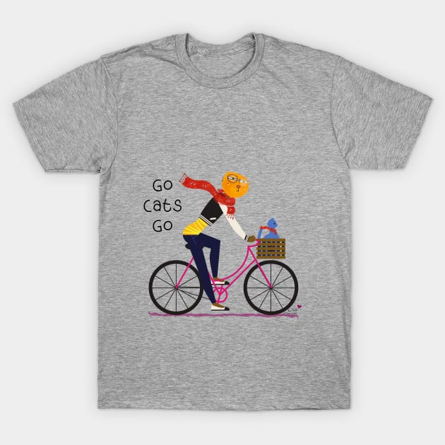 Go Cats Go T-Shirt by Phebe Phillips